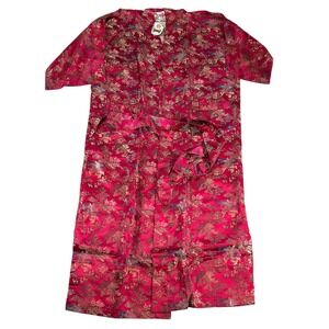 Vintage Peony Brand Shanghai China Floral Asian Robe Dress Size 42 Rayon NWT NEW